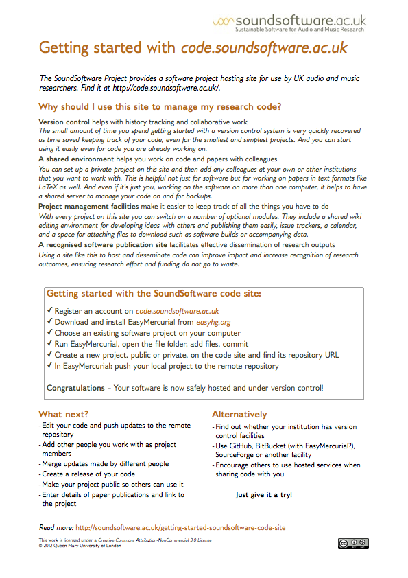Getting Started with code.soundsoftware.ac.uk