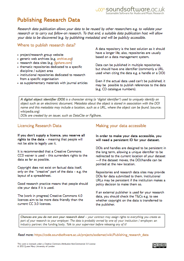 Publishing your Research Data